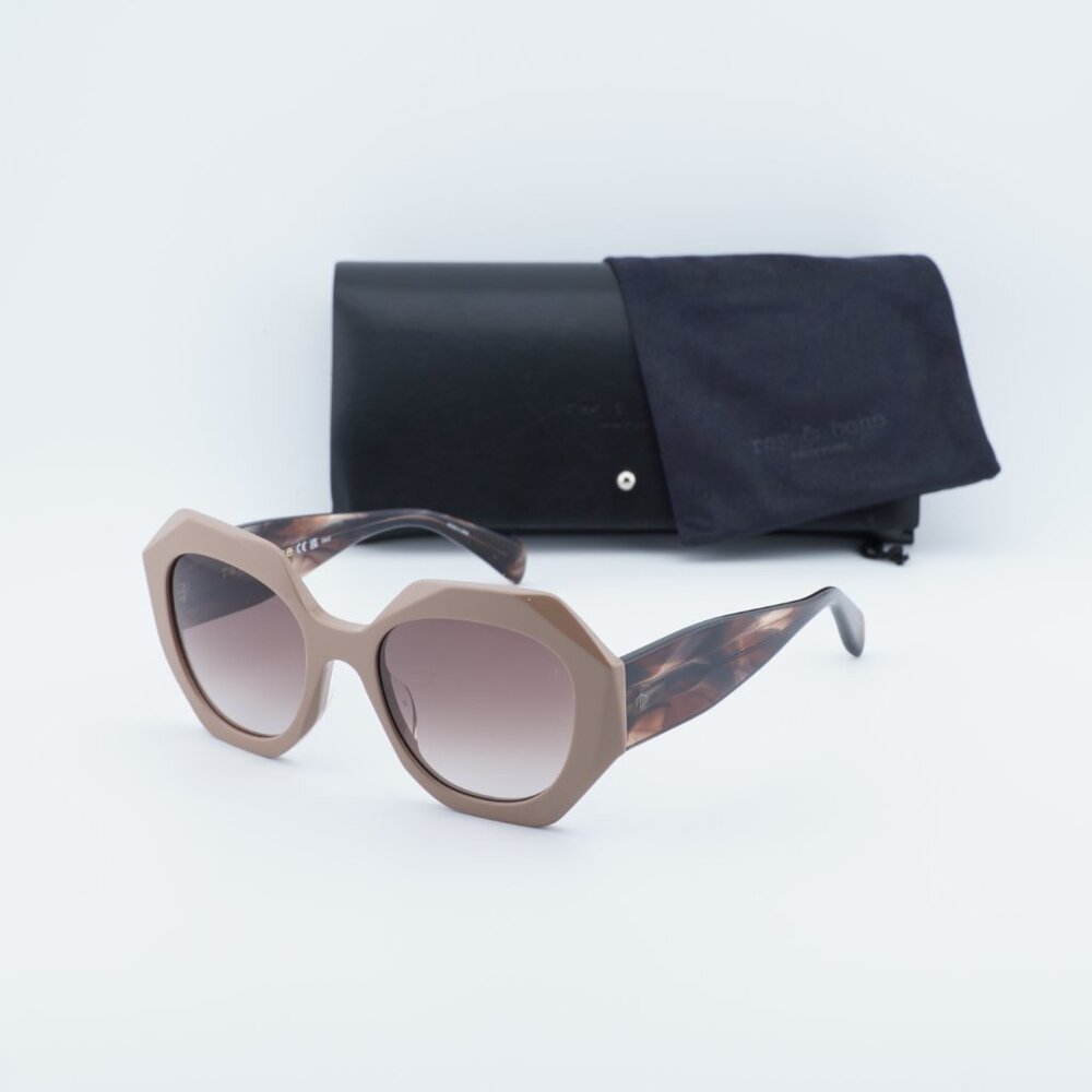 Rag & Bone RNB1091/G/S 009Q HA Geometric Sunglasses - Brown/Havana/Brown